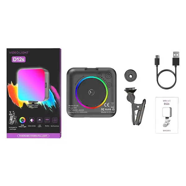 لایت باکس RGB مدل D12S Mini RGB Fill Light LED Video Light — تصویر ۳