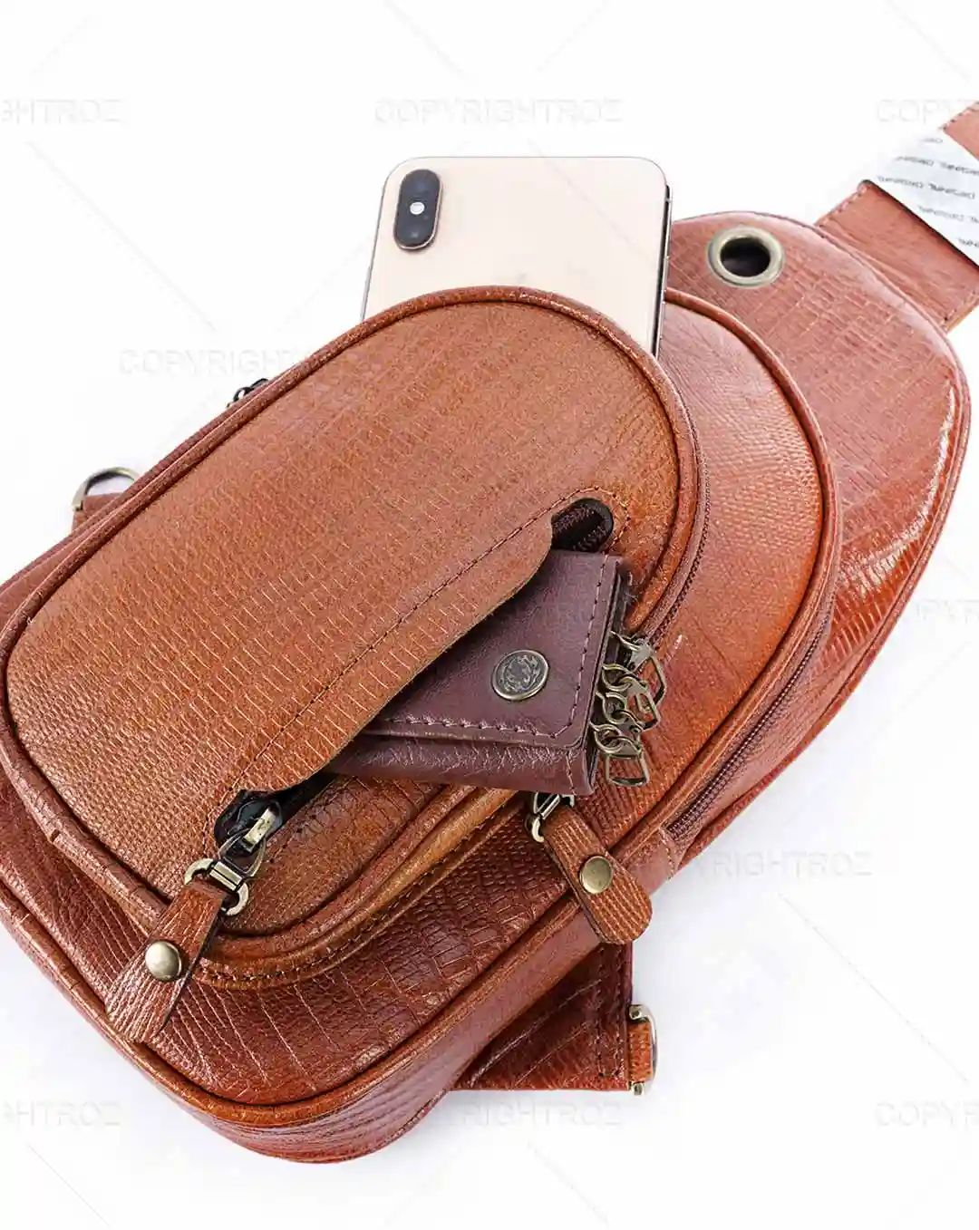 کیف کراس بادی چرم طبیعی طرح باربد مدل 1474 — تصویر ۶