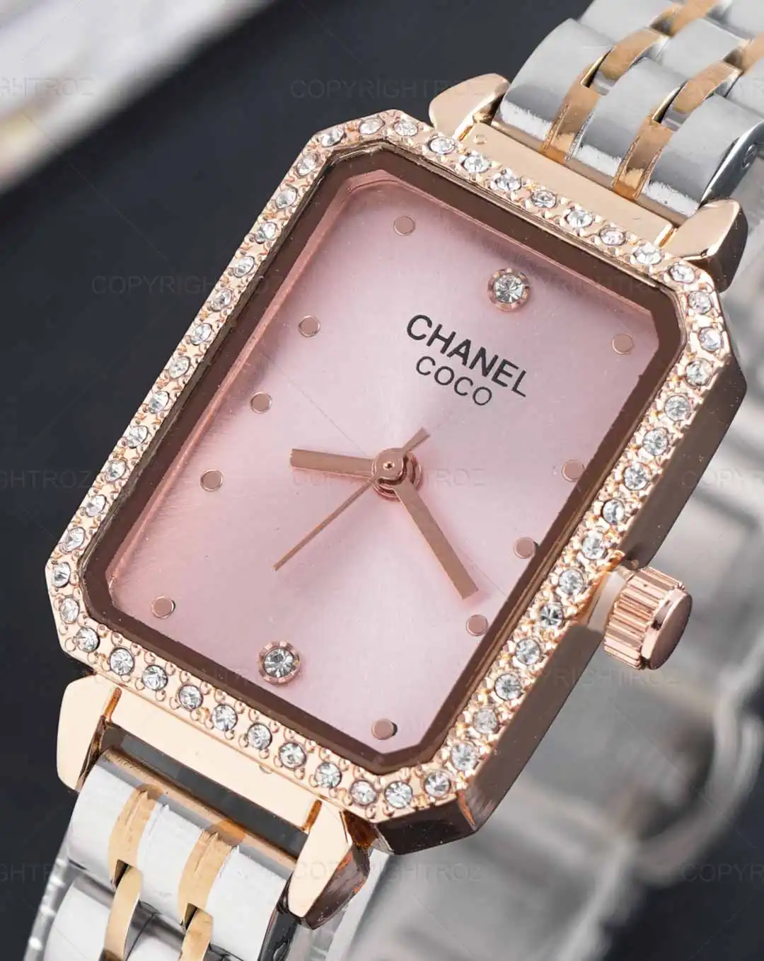 ساعت مچی زنانه شنل CHANEL طرح COCO صفحه نگینی مدل 1413 — تصویر ۳