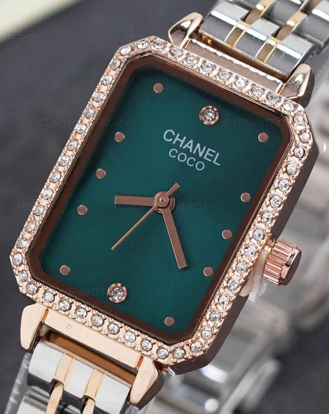 ساعت مچی زنانه شنل CHANEL طرح COCO صفحه نگینی مدل 1412 — تصویر ۳