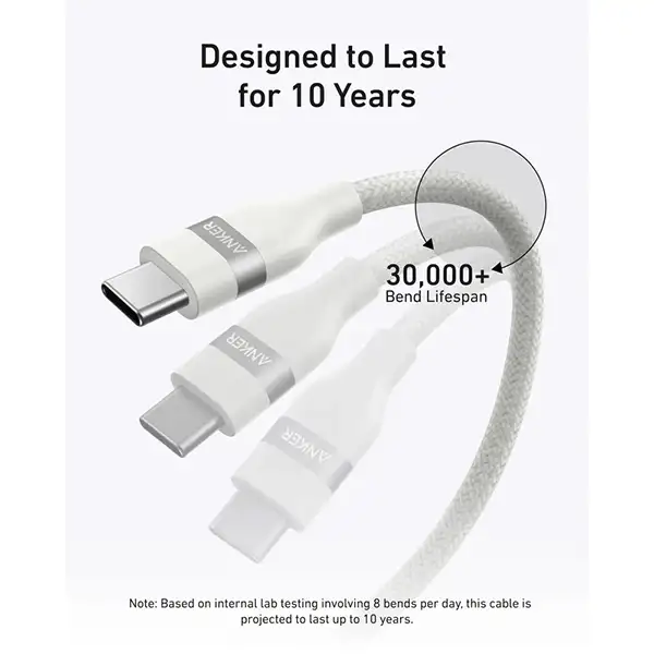 کابل تبدیل USB-C به USB-C انکر مدل A82E2 طول 0.9 متر با توان 240 وات — تصویر ۴