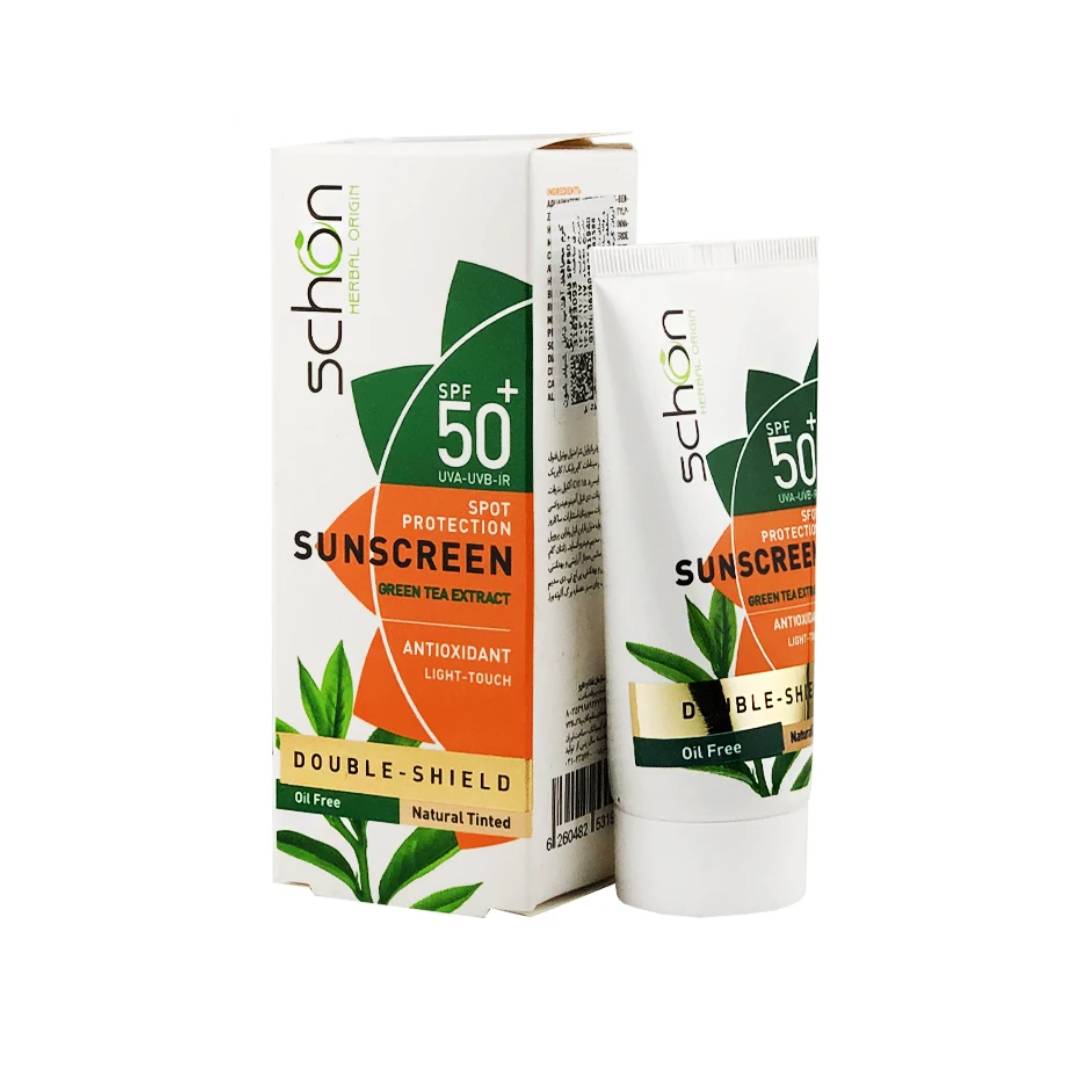 کرم ضد آفتاب رنگ طبیعی فاقد چربی شون مدل Double Shield SPF50 — تصویر ۷