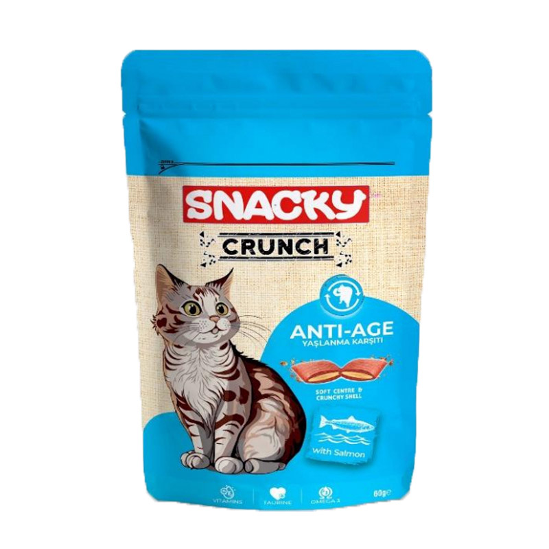 تشویقی گربه ضدپیری کرانچ اسنکی با طعم ماهی سالمون Snacky Cru