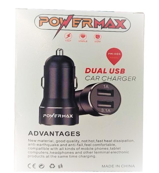 شارژر فندکی دو پورت فست شارژ POWER MAX PM-005 — تصویر ۲