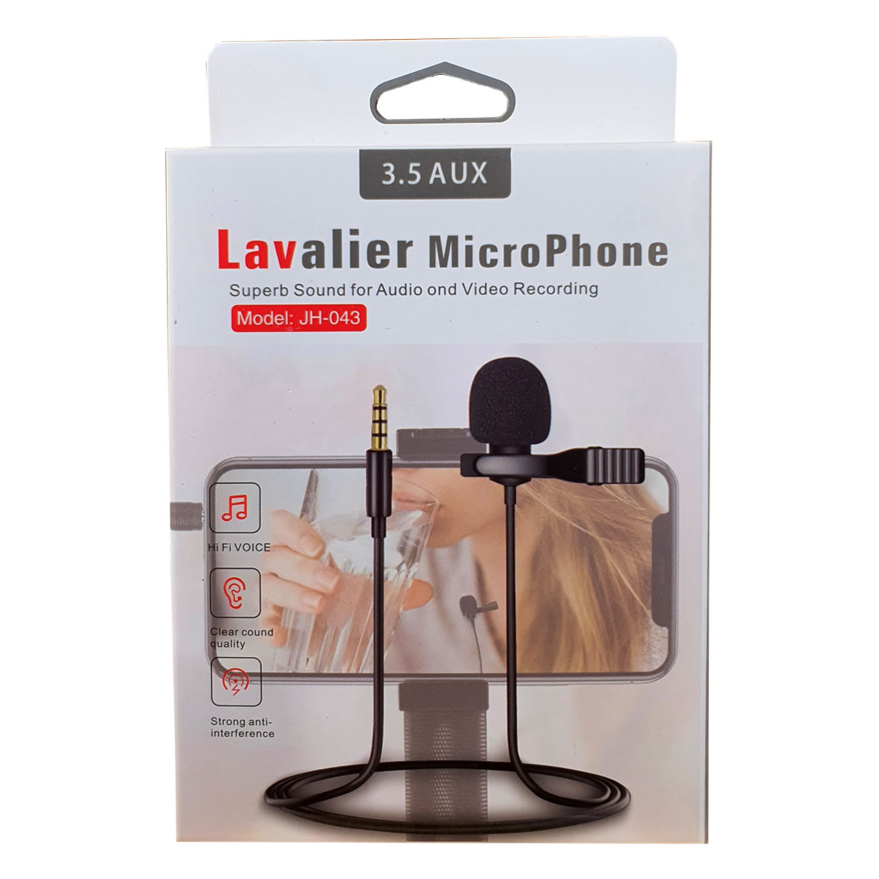 میکروفون یقه ای AUX برند Lavalier مدل JH-043 — تصویر ۲