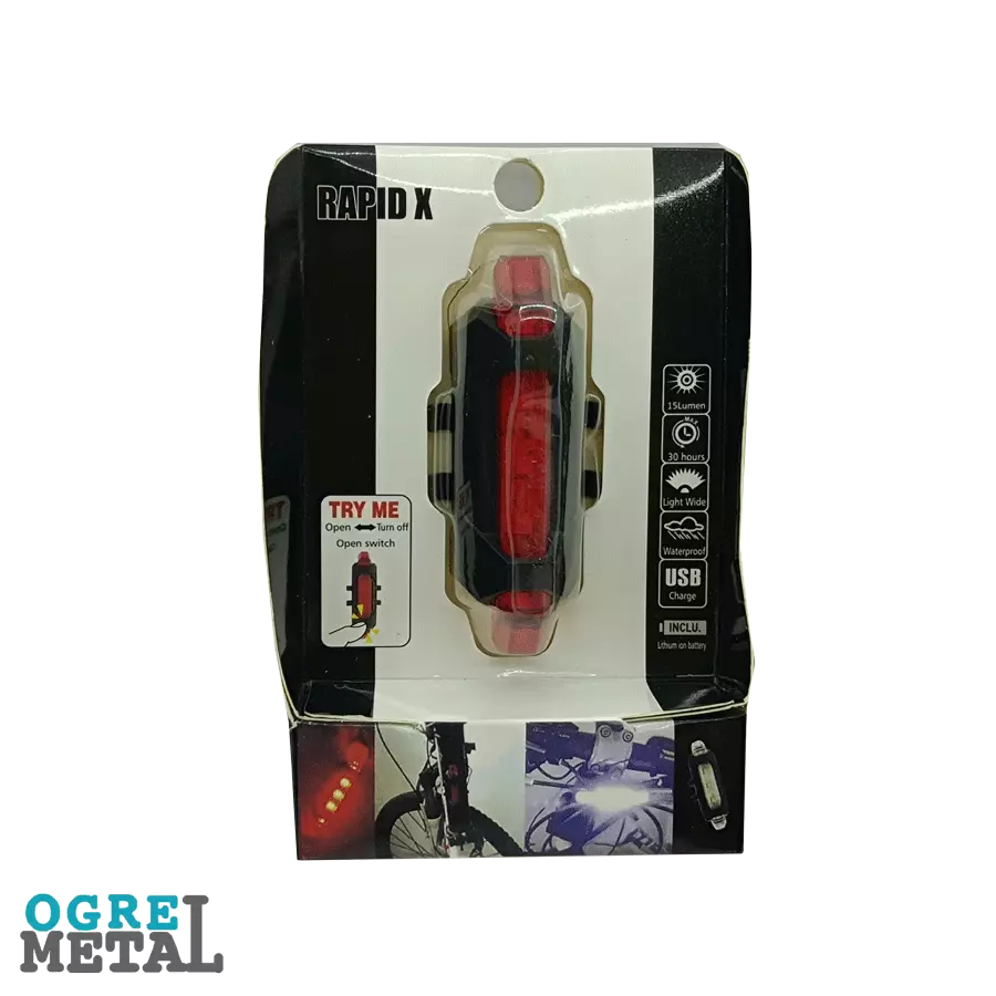 چراغ عقب دوچرخه شارژی مدل اوکی کد 2201 — تصویر ۲