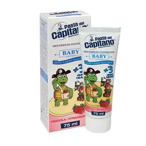خمیر دندان کودک ایتالیایی پاستا دل کاپیتانو با طعم توت فرنگی برای 3 سال pasta del Capitano