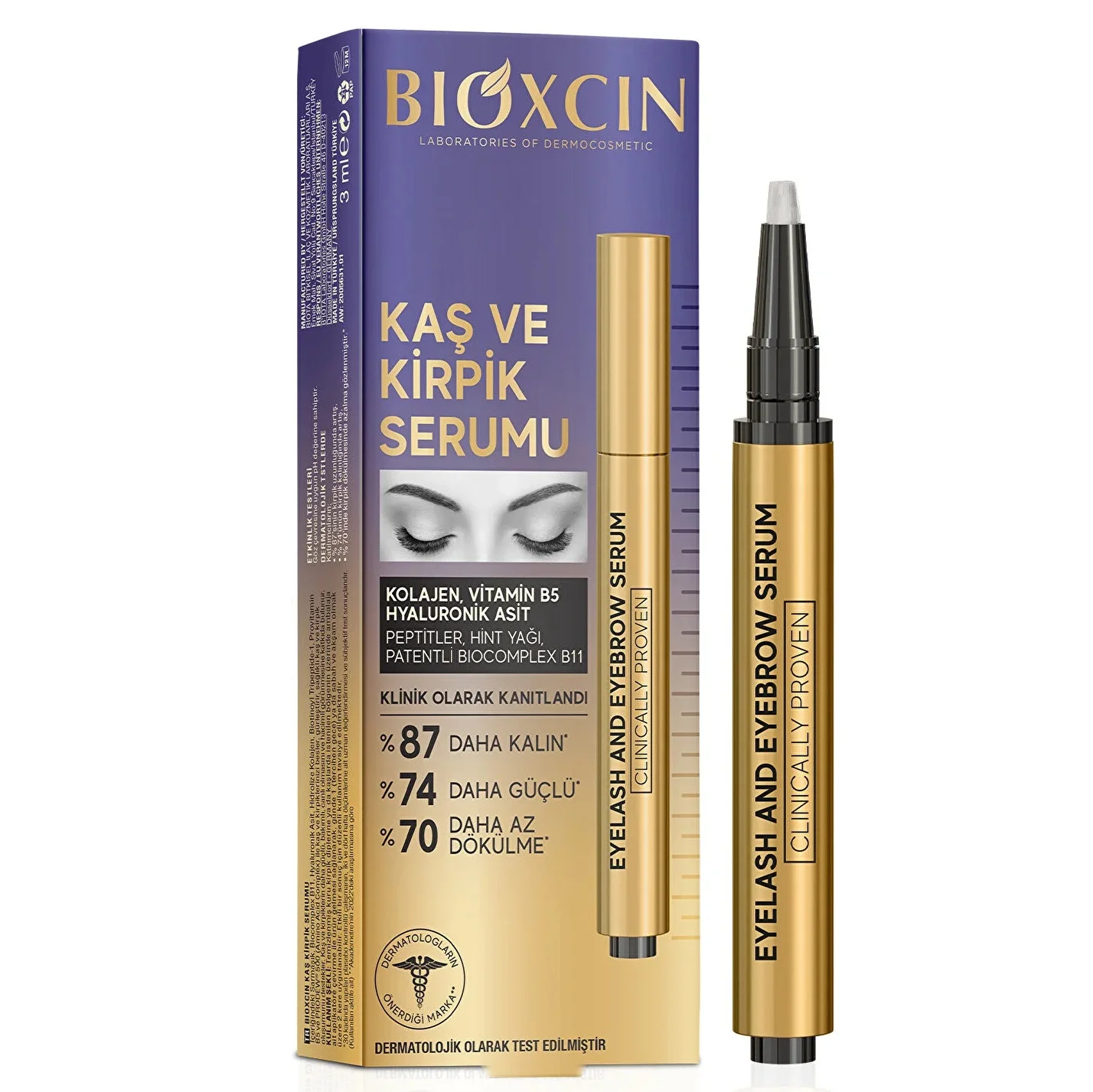 سرم تقویت کننده مژه و ابرو بیوکسین Bioxcin حجم 3 میل — تصویر ۲