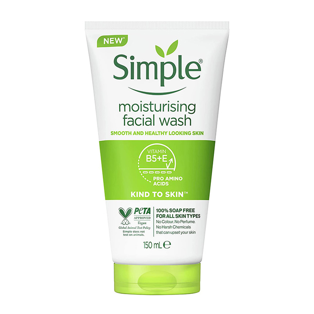 ژل شستشو صورت رطوبت رسان مدل moisturising سیمپل حجم 150 میل