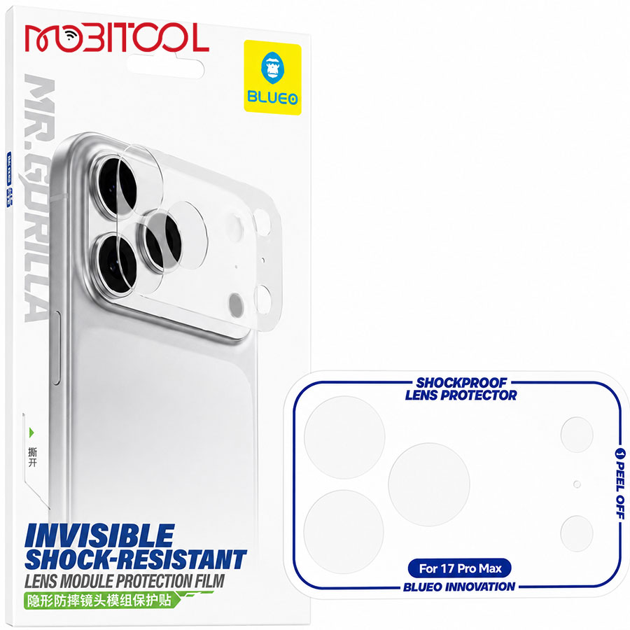 محافظ دور لنز آیفون 17 پرو مکس بلو Blueo Invisible Shock-resistant Lens iPhone 17 Pro Max — تصویر ۴