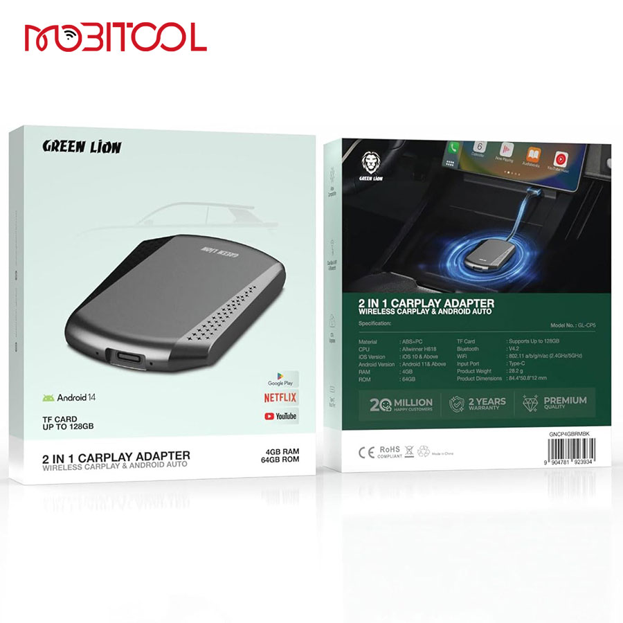 اندروید باکس و اپل کارپلی خودرو گرین لاین Green Lion 2 in 1 CarPlay Adapter 2GB Ram — تصویر ۸