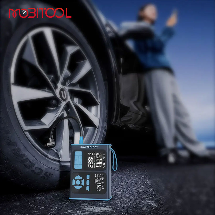 جامپ استارتر،پمپ باد و دیاگ عیب یاب خودرو پاورولوژی Powerology Jump Starter, Air Inflator & OBD II Car Fault Diagnosis Tool — تصویر ۶