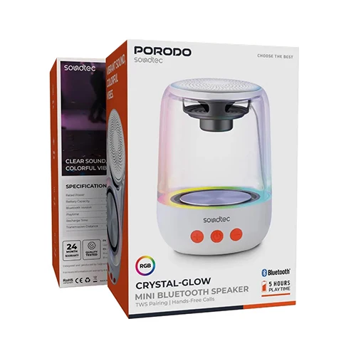 مینی اسپیکر بلوتوث پرودو Porodo Soundtec Crystal-Glow Mini Bluetooth Speaker — تصویر ۸