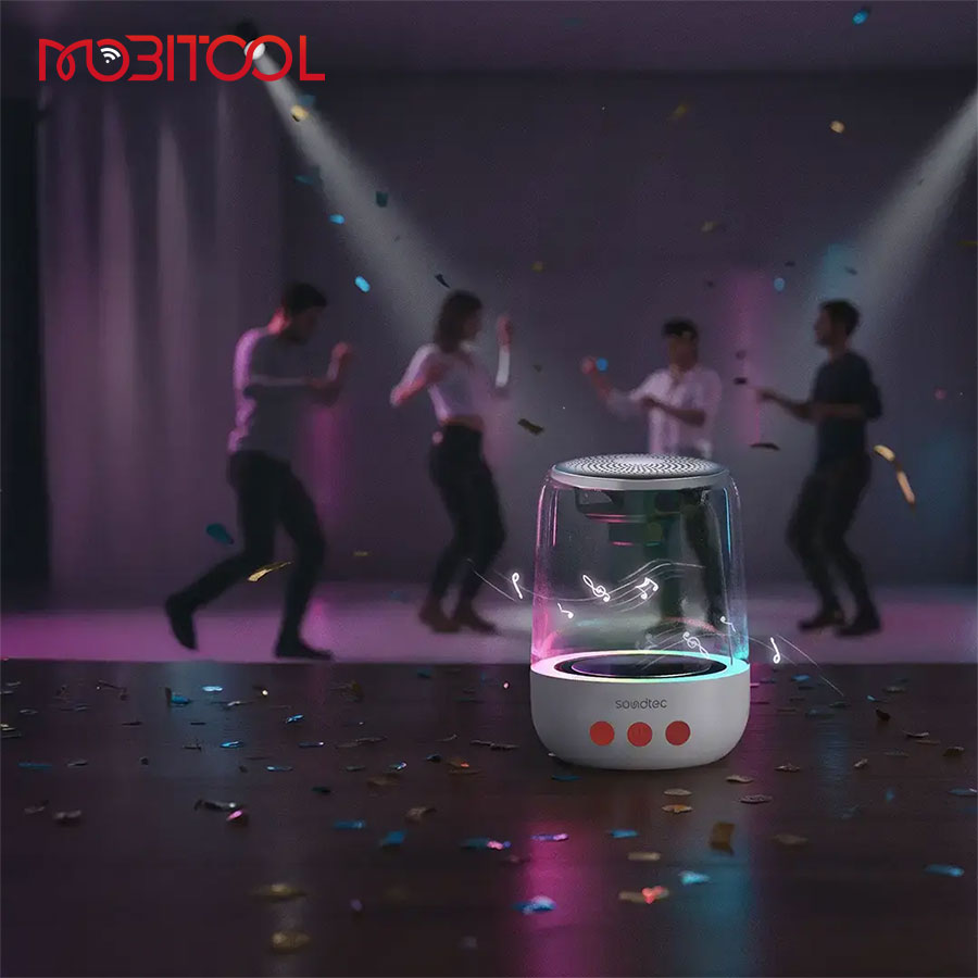 مینی اسپیکر بلوتوث پرودو Porodo Soundtec Crystal-Glow Mini Bluetooth Speaker — تصویر ۵