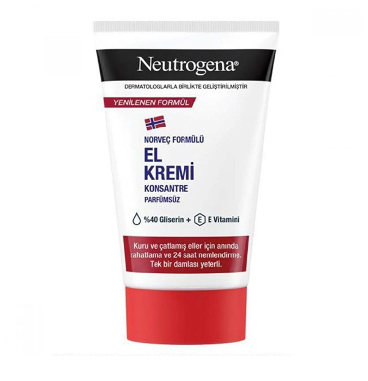کرم مرطوب کننده دست وصورتNeutrogena فاقد عطر حاوی ویتامین E و گلیسیرین مناسب پوست خشک و ترک خورده 50mlاصل (ارسال با ضمانت اصل بودن کالا)