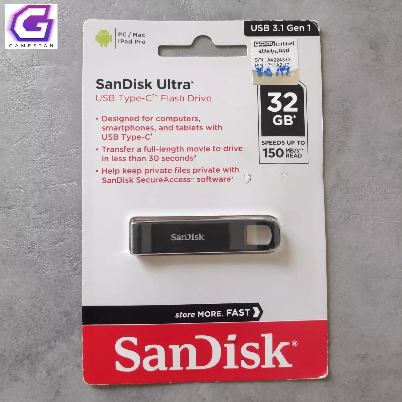 فلش مموری سن دیسک SanDisk Ultra SDCZ460 USB Type-C 32GB — تصویر ۲