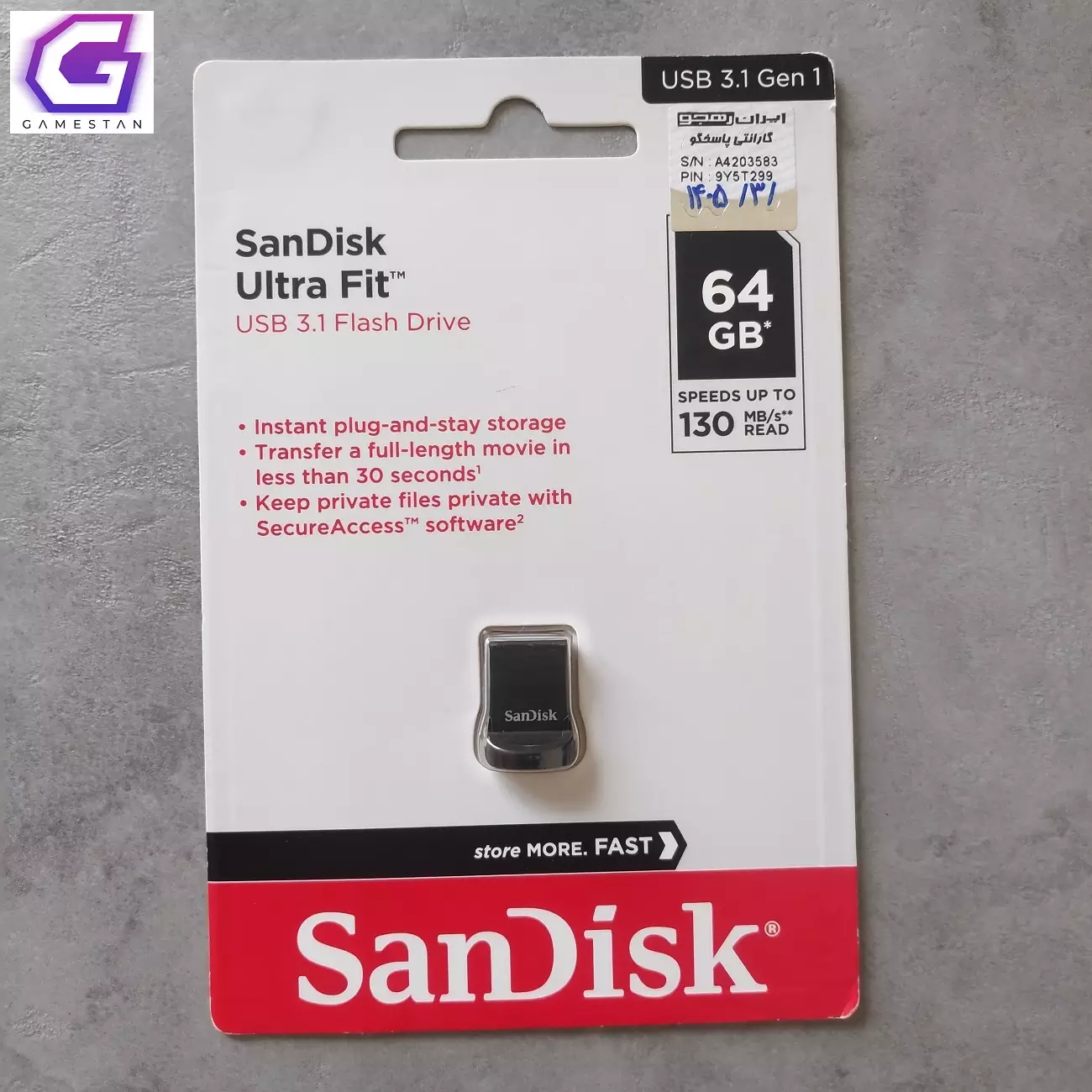 فلش مموری سن دیسک SanDisk Ultra Fit USB 3.1 64GB — تصویر ۲