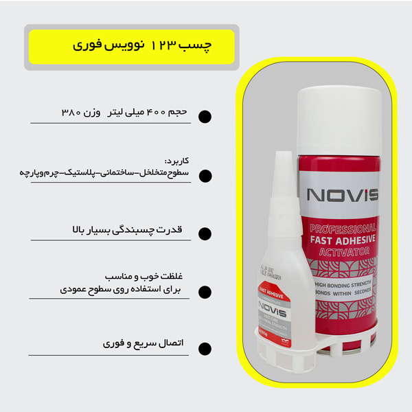 چسب 123 برند نویس ( Novis ) حجم 400 میلی لیتر — تصویر ۳