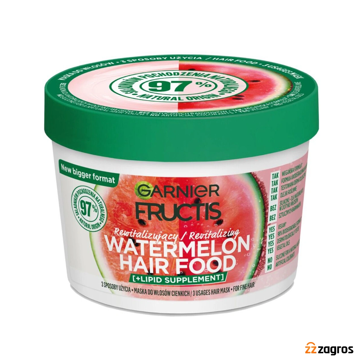 ماسک مو تقویت کننده گارنیر مدل Fructis عصاره هندوانه حجم 400 میل