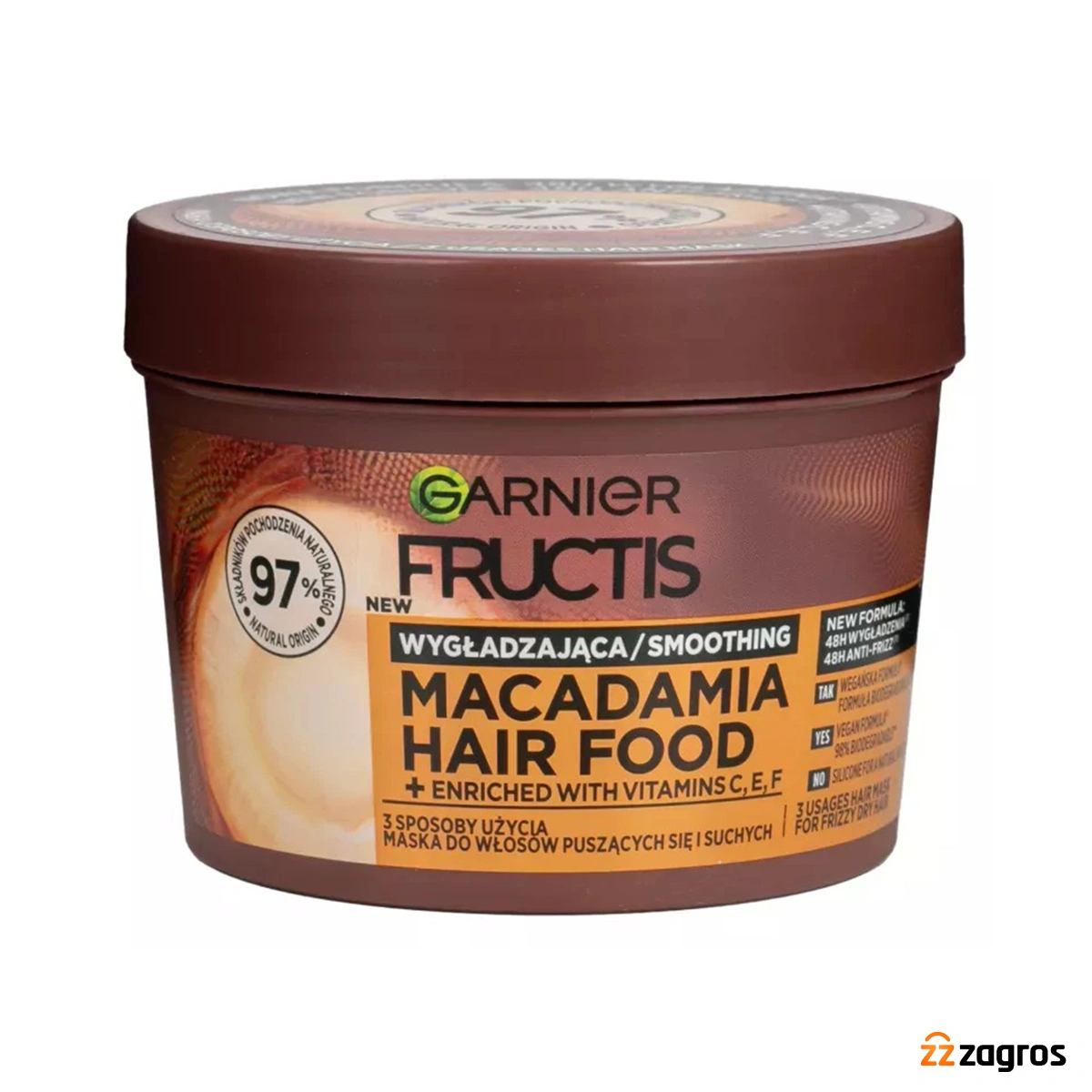 ماسک مو نرم کننده گارنیر مدل Fructis عصاره ماکادمیا حجم 400 میل