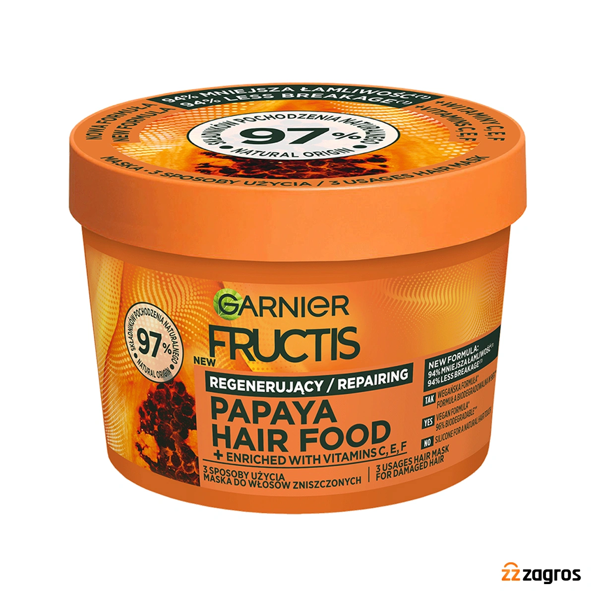 ماسک مو ترمیم کننده گارنیر مدل Fructis عصاره پاپایا حجم 400 میل