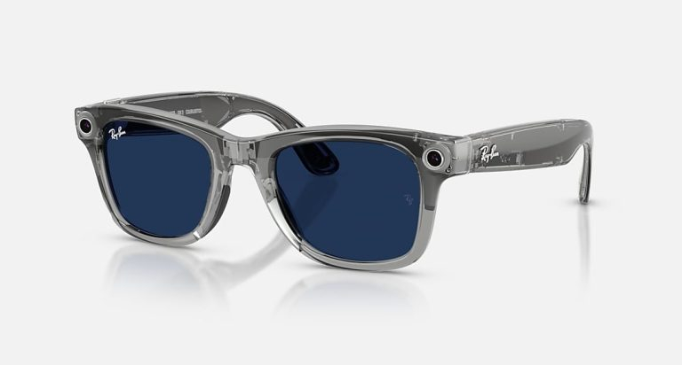 عینک هوشمند RAY-BAN | META GEN 2 WAYFARER Shiny Transparent Grey–Clear/Sapphire Transitions S50 — تصویر ۳