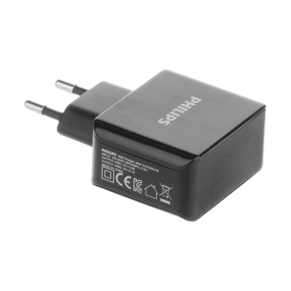 شارژر دیواری 15.5W فیلیپس 2 پورت مدل Philips DLP2502 با گارانتی 12 ماهه شرکتی