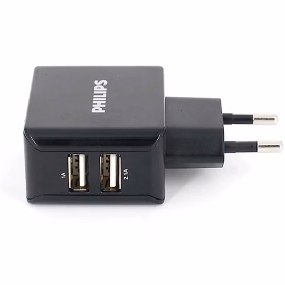 شارژر دیواری 15/5W فیلیپس دوپورت مدل Philips DLP2502C به همراه کابل C با گارانتی 12 ماهه شرکتی — تصویر ۲