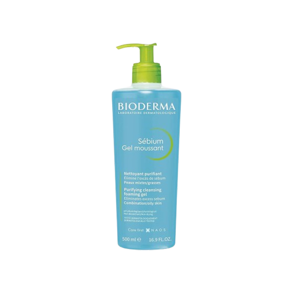 ژل شستشو صورت بایودرما BIODERMA آبی مدل سبیوم Sébium پوست چرب