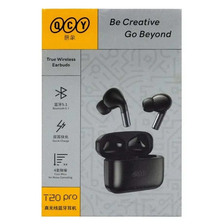 ایرپاد مشکی کیو سی وای مدل QCY T20 Pro