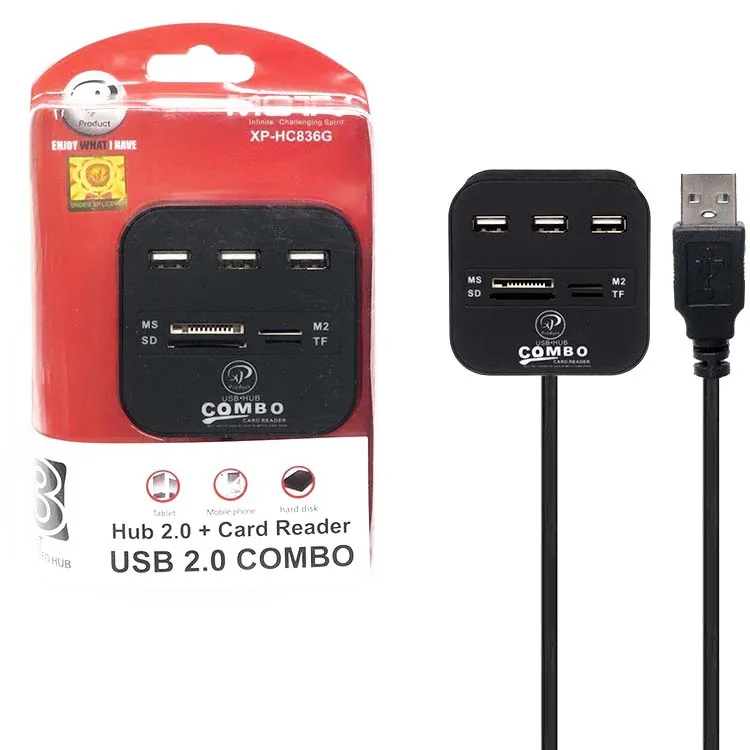 هاب و رم ریدر کومبو 3 پورت ایکس پی مدل XP-HC836G — تصویر ۲