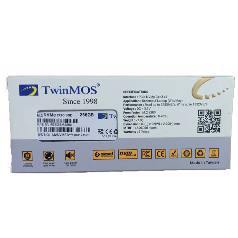 اس اس دی توین موس ظرفیت 256 گیگابایت مدل TwinMOS NVMe M.2 256GB 2280 — تصویر ۳