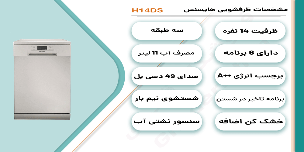 ماشین ظرفشويی هايسنس مدل H14DS — تصویر ۷