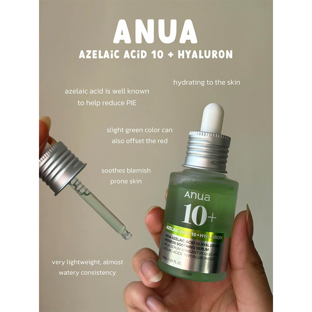 سرم آزلائیک اسید 10% و هیالورون آنوا تسکین دهنده و آبرسان Anua Azelaic Acid 10 Hyaluron Redness Soothing Serum — تصویر ۳