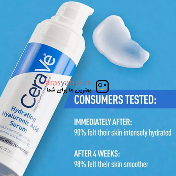 سرم آبرسان صورت هیالورونیک اسید سراوی CeraVe مرطوب کننده عمیق حجم 30 میل — تصویر ۳