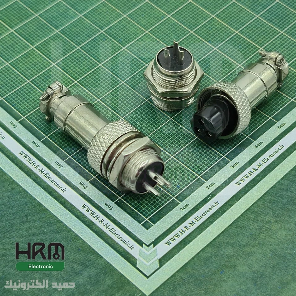 کانکتور نظامی GX12 گرد فلزی پنلی 2 پین 12mm — تصویر ۲