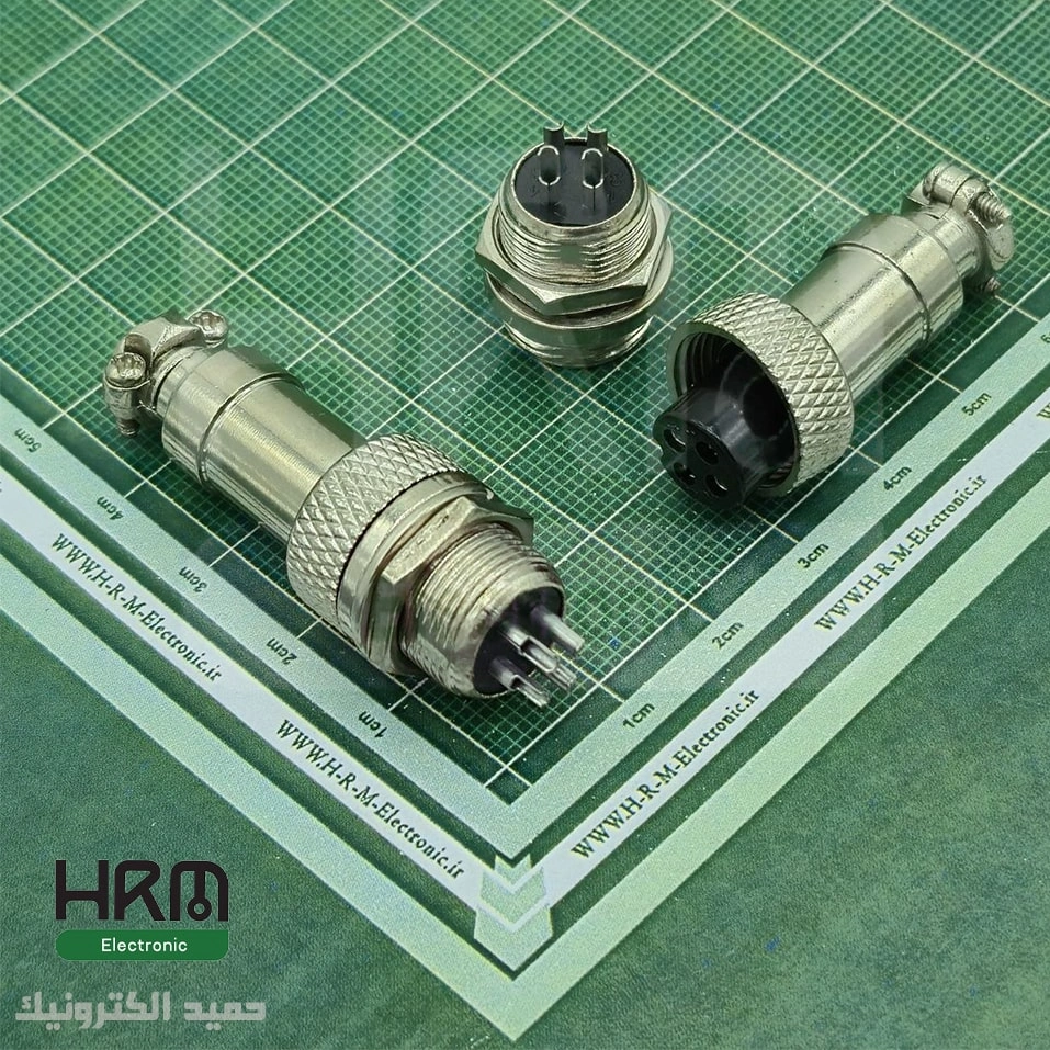 کانکتور نظامی GX12 گرد فلزی پنلی 2 پین 12mm — تصویر ۳