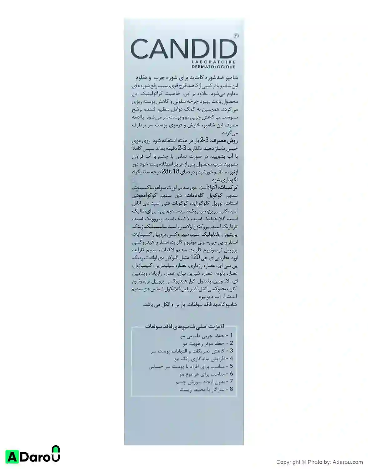 شامپو ضد شوره سخت و مقاوم موهای چرب 200 میلی لیتر کاندید Candid — تصویر ۶