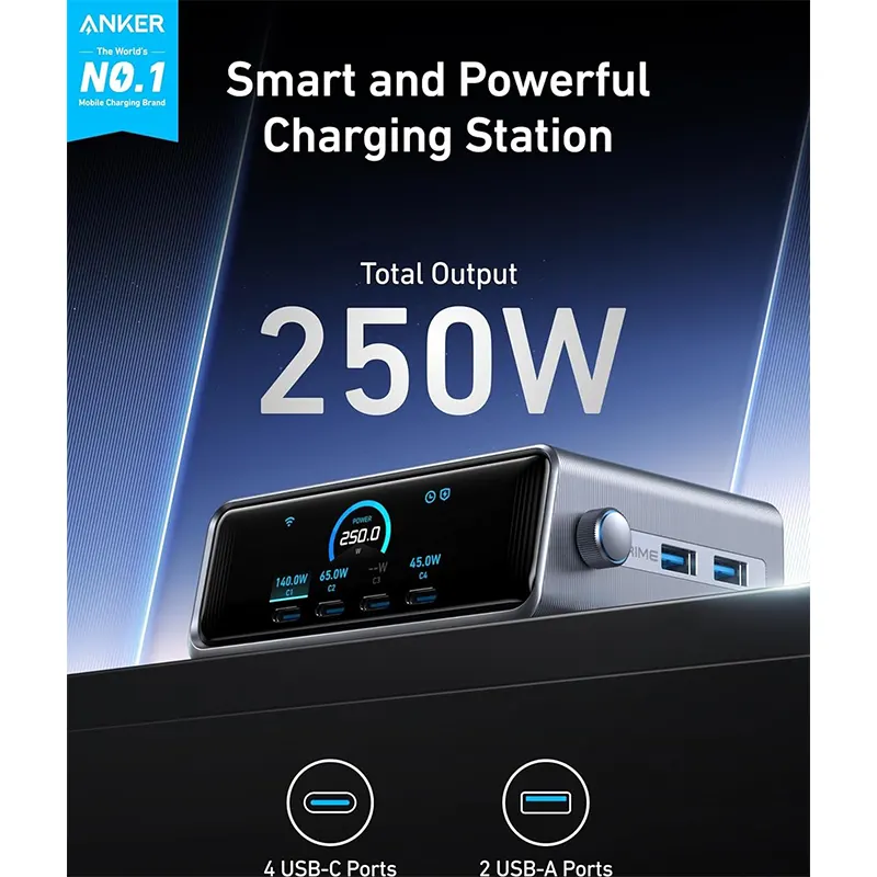 شارژر رومیزی 6 پورت انکر 250 وات مدل ANKER A2345 — تصویر ۳