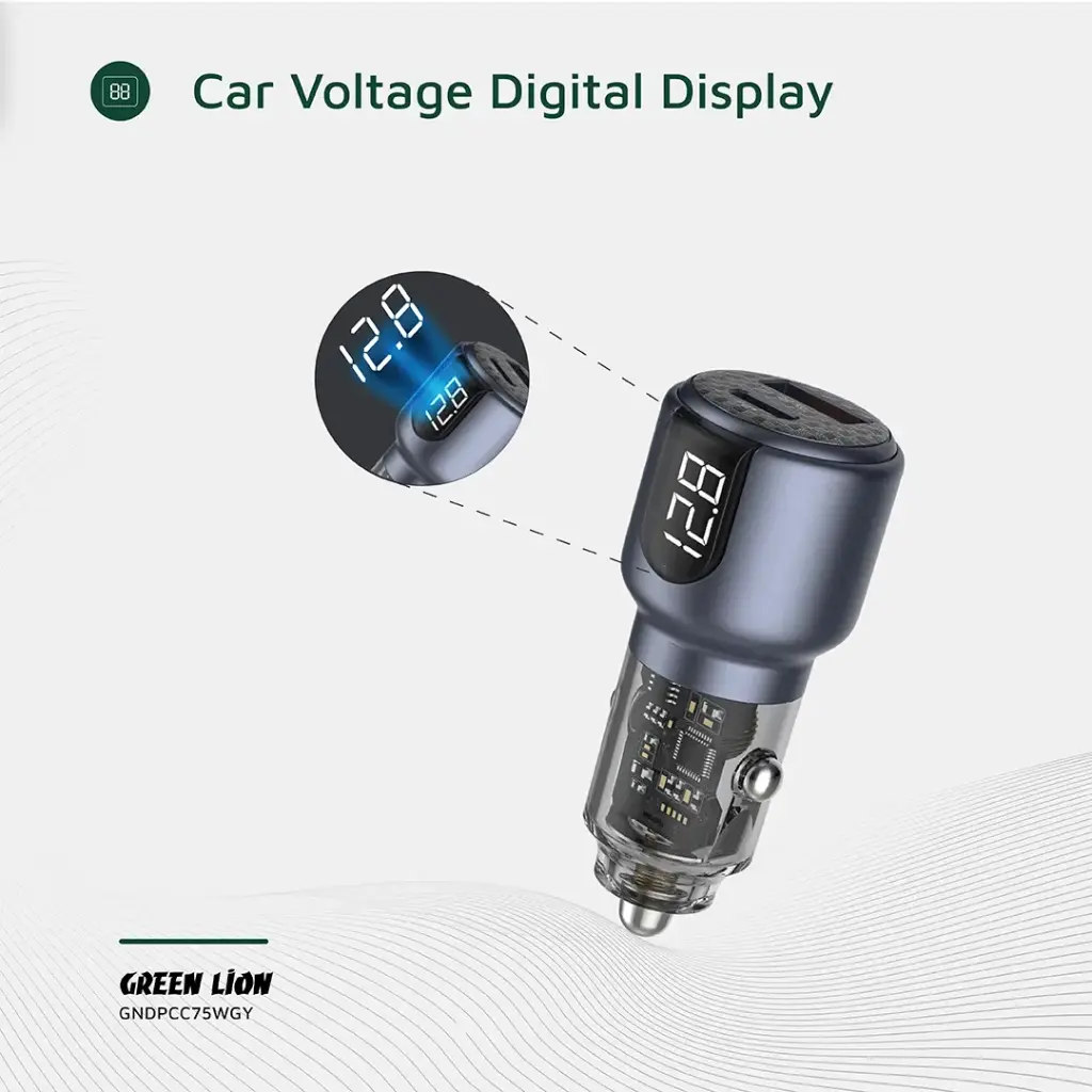 شارژر فندکی گرین لاین دو پورت 75 وات مدل Green Line 75W Dual-Port Car Charger GNDPCC75W — تصویر ۶
