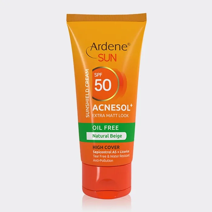 کرم ضد آفتاب رنگی آکنه سول پلاس آردن سان Arden Sun Acnesol+ SPF 50 Tinted Sun Shield Cream 50ml — تصویر ۲