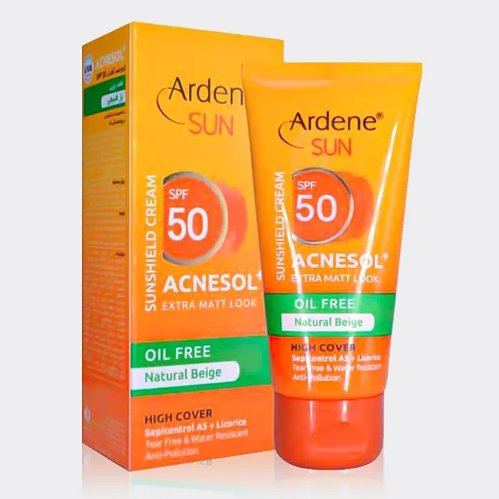 کرم ضد آفتاب رنگی آکنه سول پلاس آردن سان Arden Sun Acnesol+ SPF 50 Tinted Sun Shield Cream 50ml — تصویر ۳
