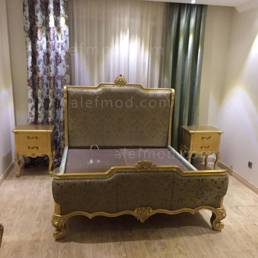 تخت خواب دو نفره منبت سلطنتی مدل 17885 — تصویر ۲