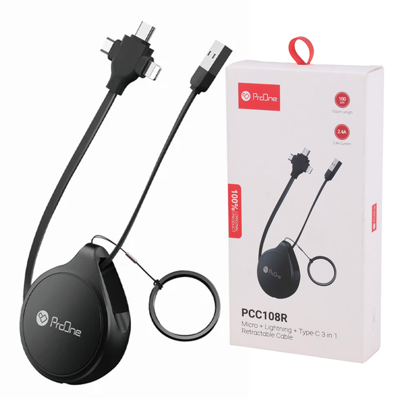 کابل تبدیل USB به USB-C / microUSB / لایتنینگ پرووان مدل PCC108R طول 1 متر — تصویر ۵