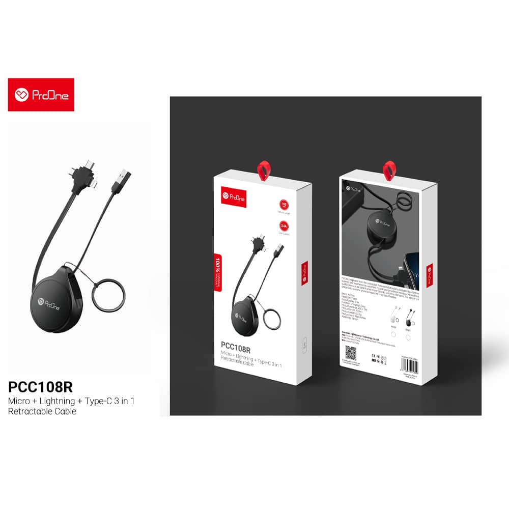 کابل تبدیل USB به USB-C / microUSB / لایتنینگ پرووان مدل PCC108R طول 1 متر — تصویر ۴