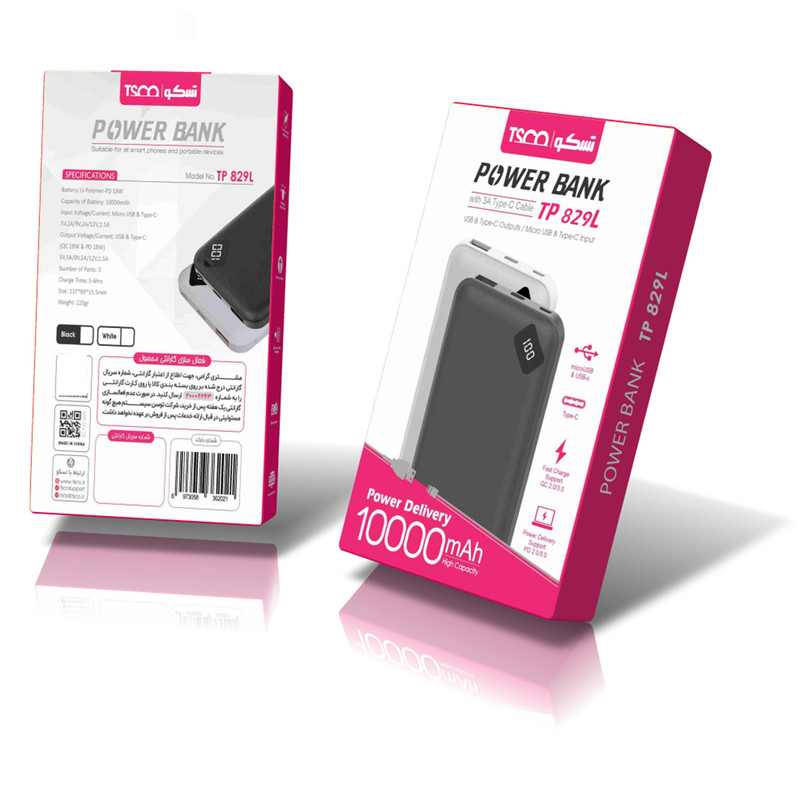 پاور بانک تسکو مدل TP829L با ظرفیت 10000mAh — تصویر ۴