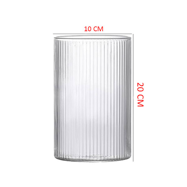 گلدان دکوری شیشه ای مدل استوانه ای راه راه کد 1020 — تصویر ۳
