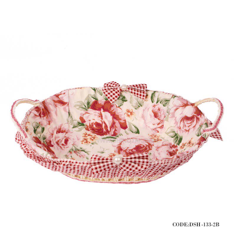 سبد حصیری نان گلدار بیضی طرح Rosy — تصویر ۲