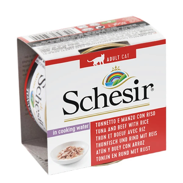 کنسرو گربه 85 گرمی ماهی تن و گوشت گاو شسیر – Schesir