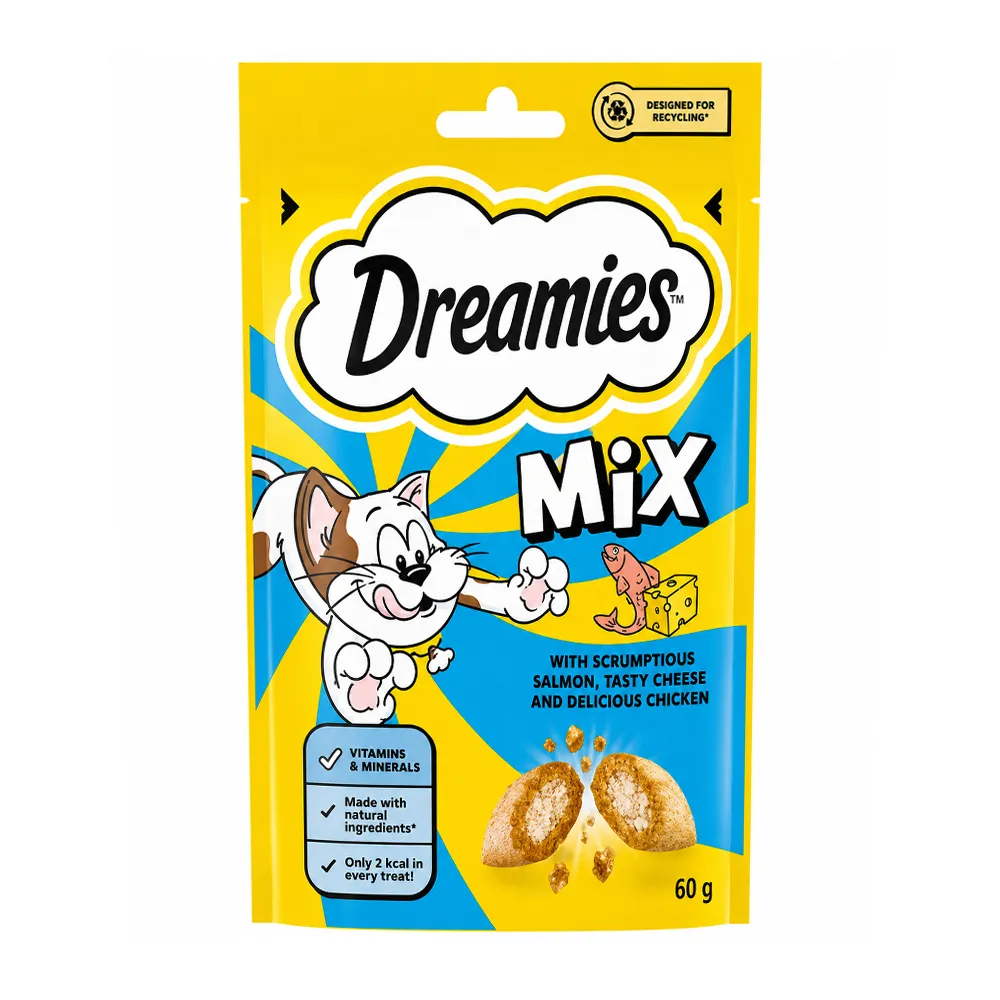 تشویقی گربه میکس پنیر و سالمون دریمیز – Dreamies Mix